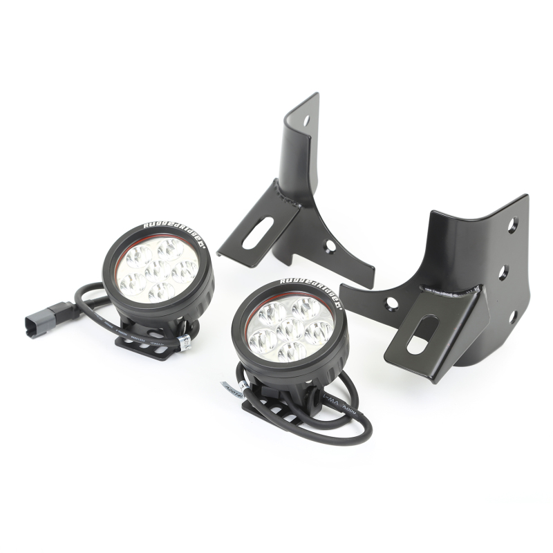 Jeep Wrangler LED Light Kit - Rugged Ridge - Windshield Bracket, 3.5 in. Round, Off-Road - Black - `97-`06
